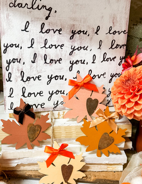 Olivewood 3” Fall leaf decor.