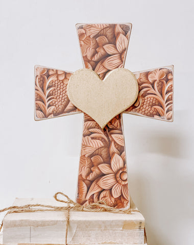 Olivewood’s 12” cross, can be hung or propped.
