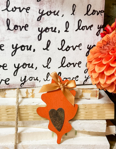 Olivewood 3” Fall leaf decor.