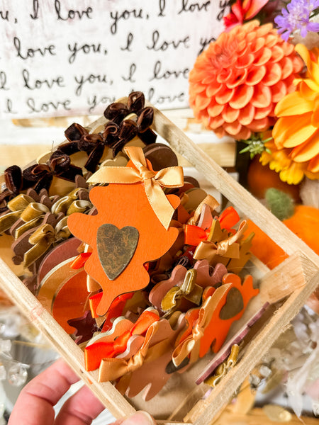 Olivewood 3” Fall leaf decor.