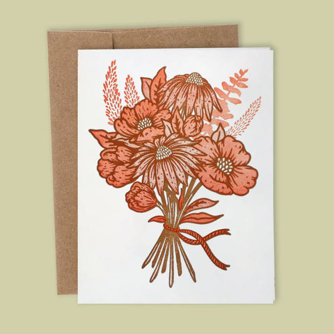 Olivewood's Home Line~Floral Bouquet Letterpress Greeting Card