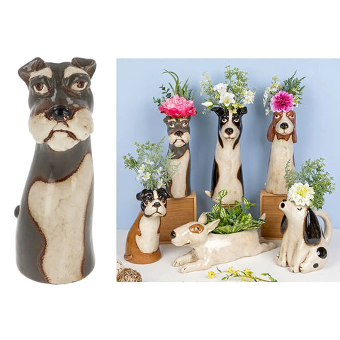 Olivewood's Home Line~Village Pottery Top Dog Schnauzer Vase