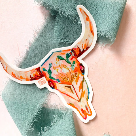 Olivewood's Home Line~Colorful Cowskull Sticker